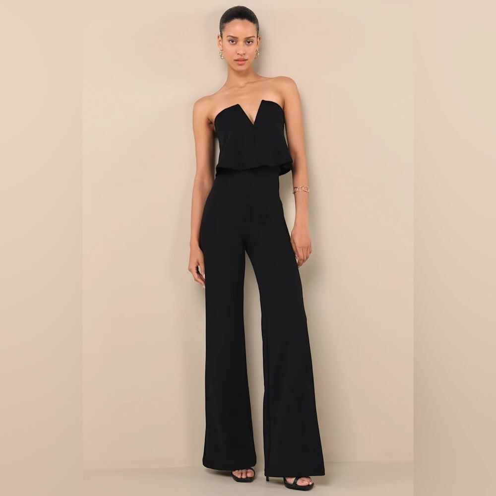Lulus Power of Love Black Strapless Jumpsuit
